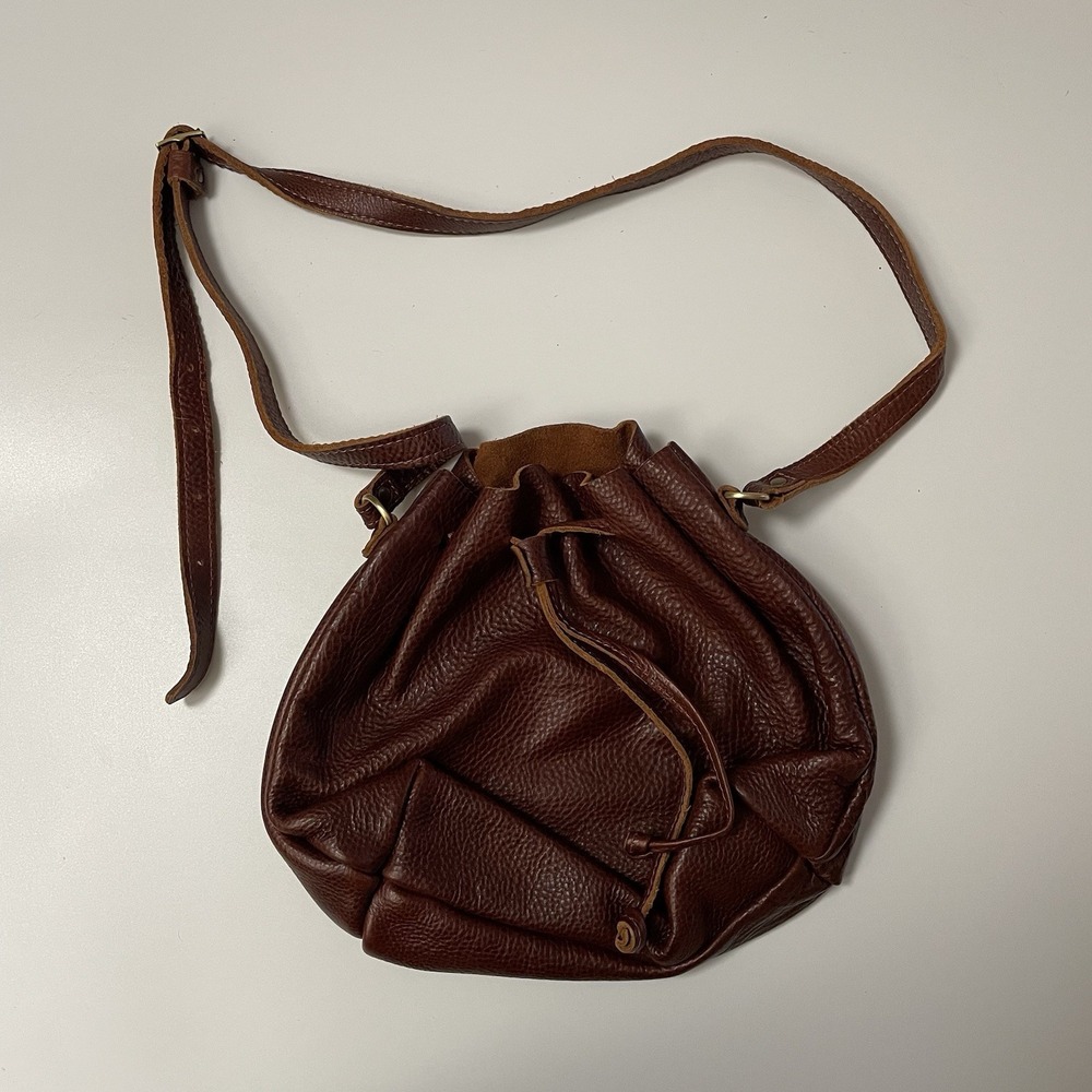 Portland Leather Goods Bucket Bag Pebbled Leather Brown‎ Handmade Artisanal B25
